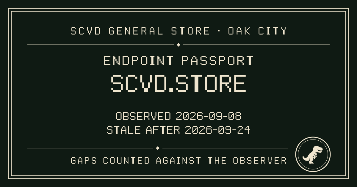 Observed by scvd.store on 2026-09-08; scvd.store; stale after 2026-09-24; gaps counted against the observer